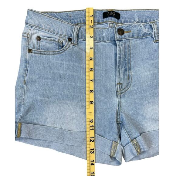 ABS Allen Schwartz Light Wash Denim Shorts Size 29 - Cuffed Hem Summer Essential - Picture 7 of 12